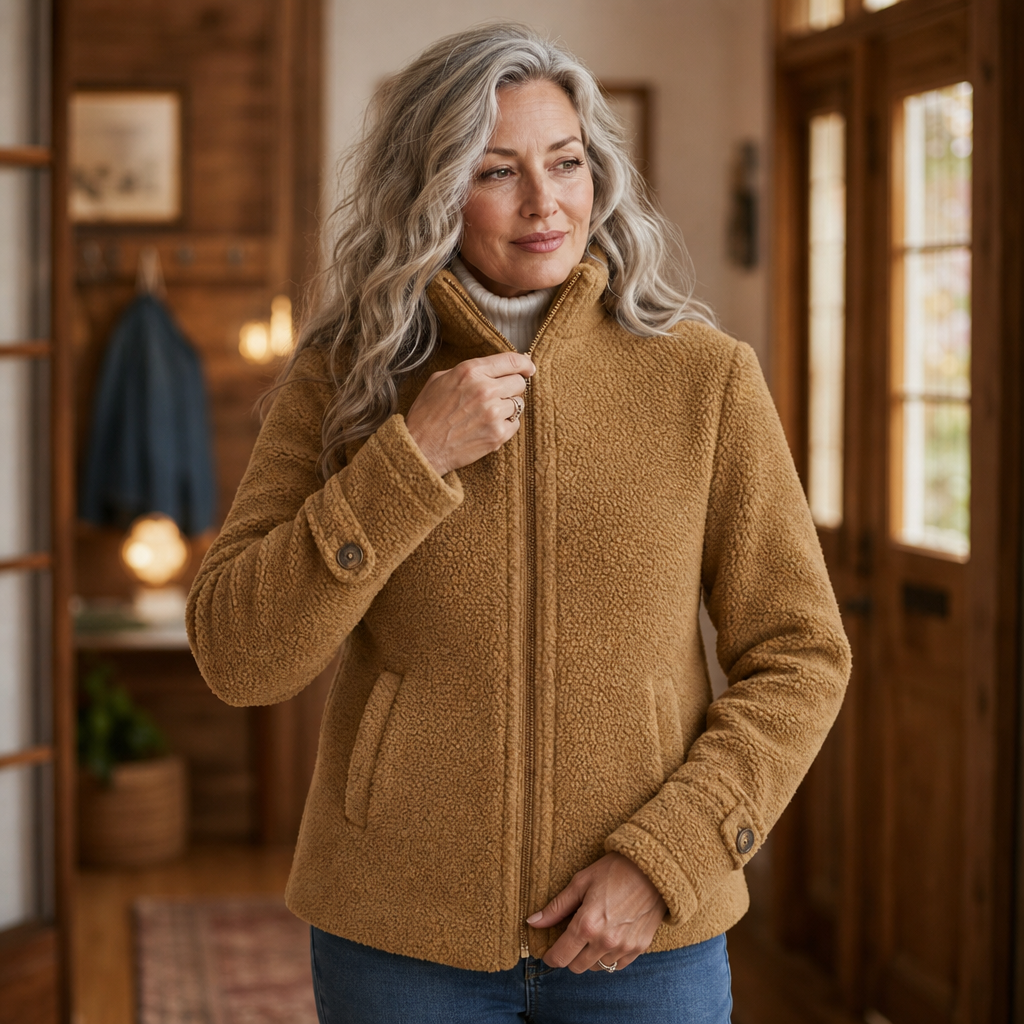 Velmora | Zip-Up Jacket – Plush Fleece-Look with High Collar