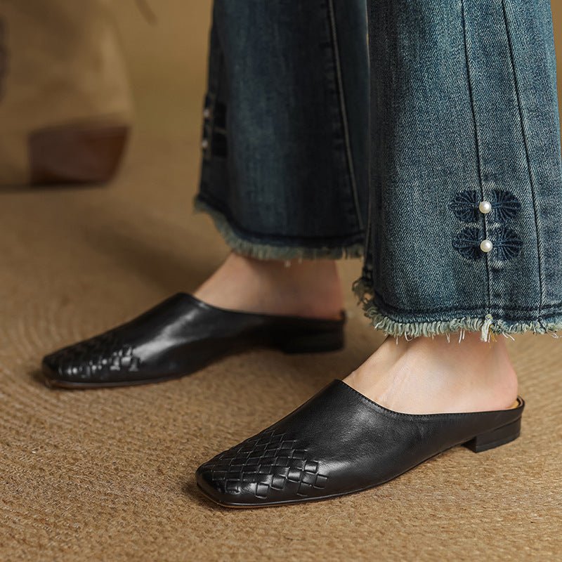 Sienna | Stilvolle und bequeme Slip-On-Pantoletten aus geflochtenem Leder