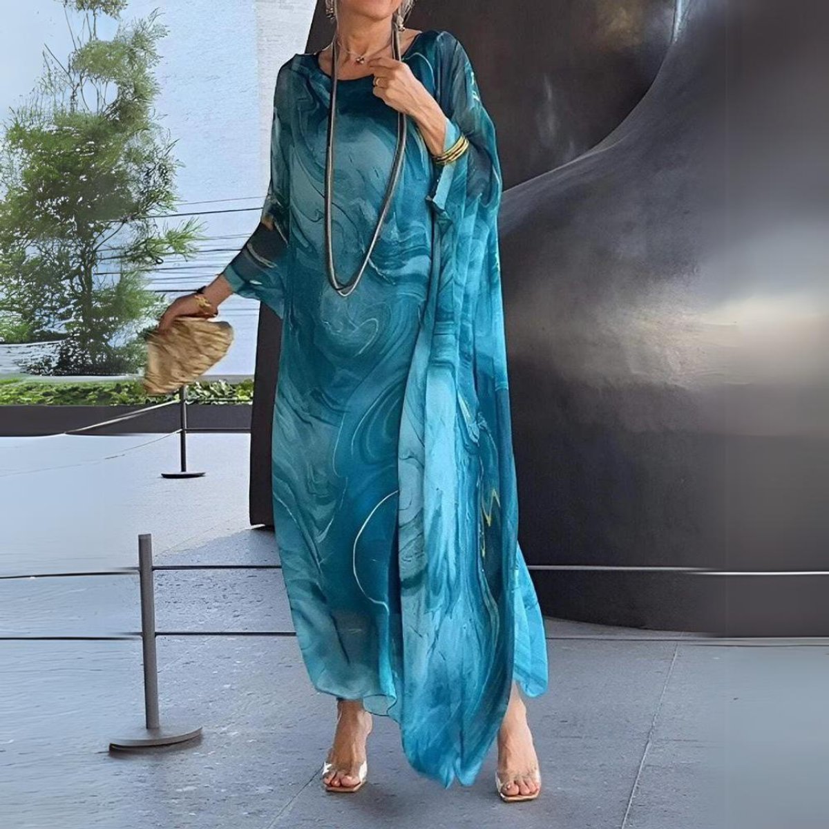 Livia | eleganten und mühelosen Langarm Maxikleid
