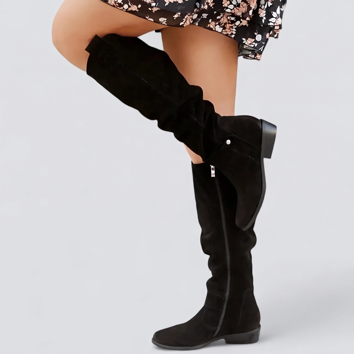 Ainsmere | Kniehohe Stiefel – Sanfte Suede-Optik mit Slouch-Stil für Frauen