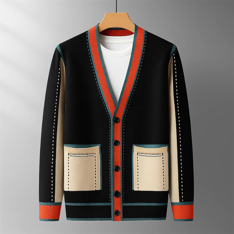 Wintec | Woll Cardigan – Kunsthandwerk mit Kontrastdetails für Herren