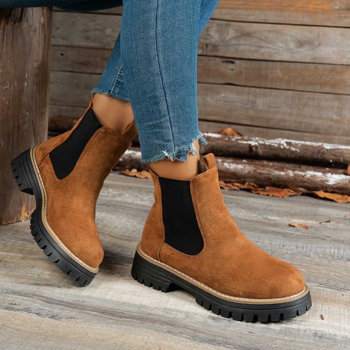 Karolin | Stilvolle und bequeme Chelsea Plateau Stiefeletten