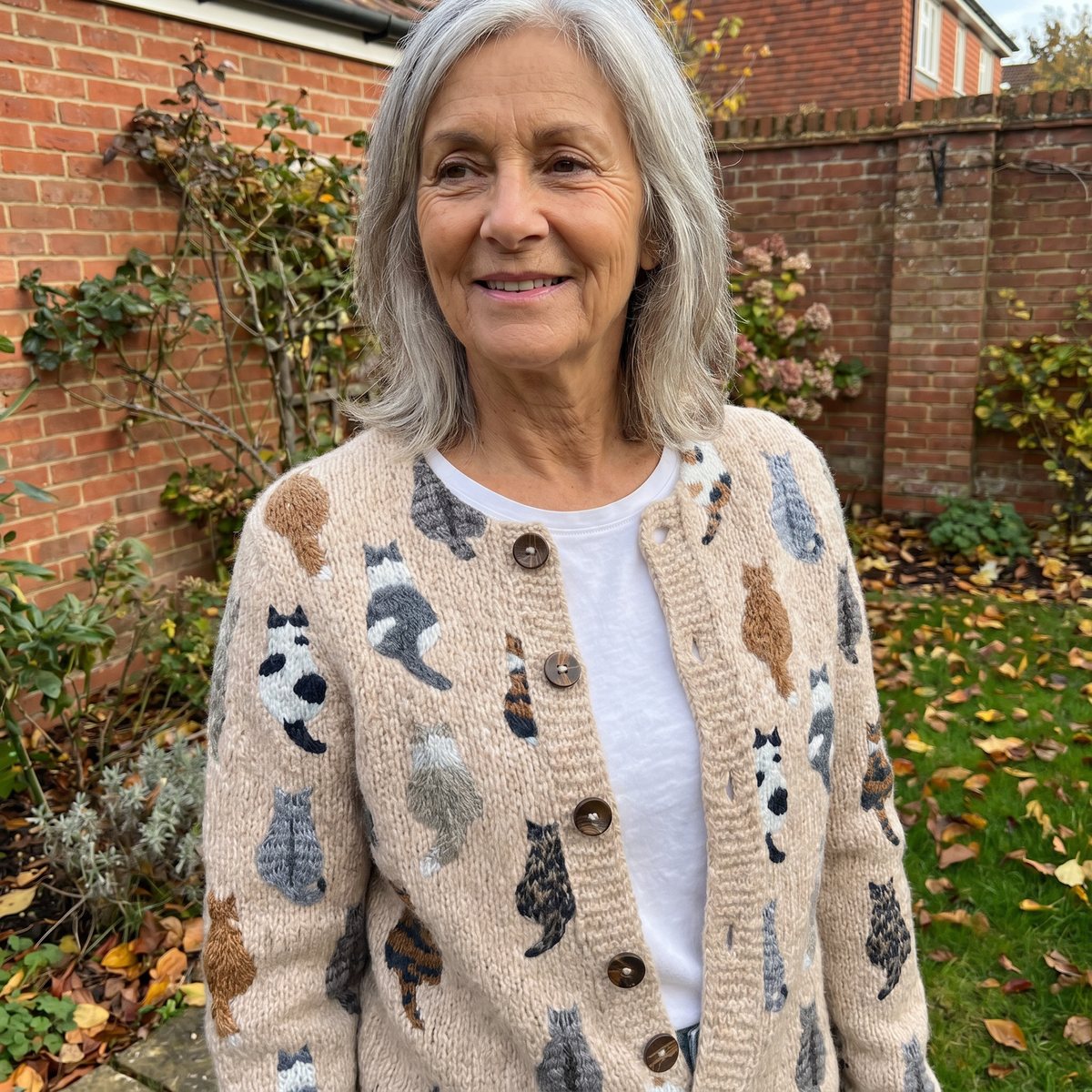 Harper | Strickjacke – Verspielt mit Katzenmotiven