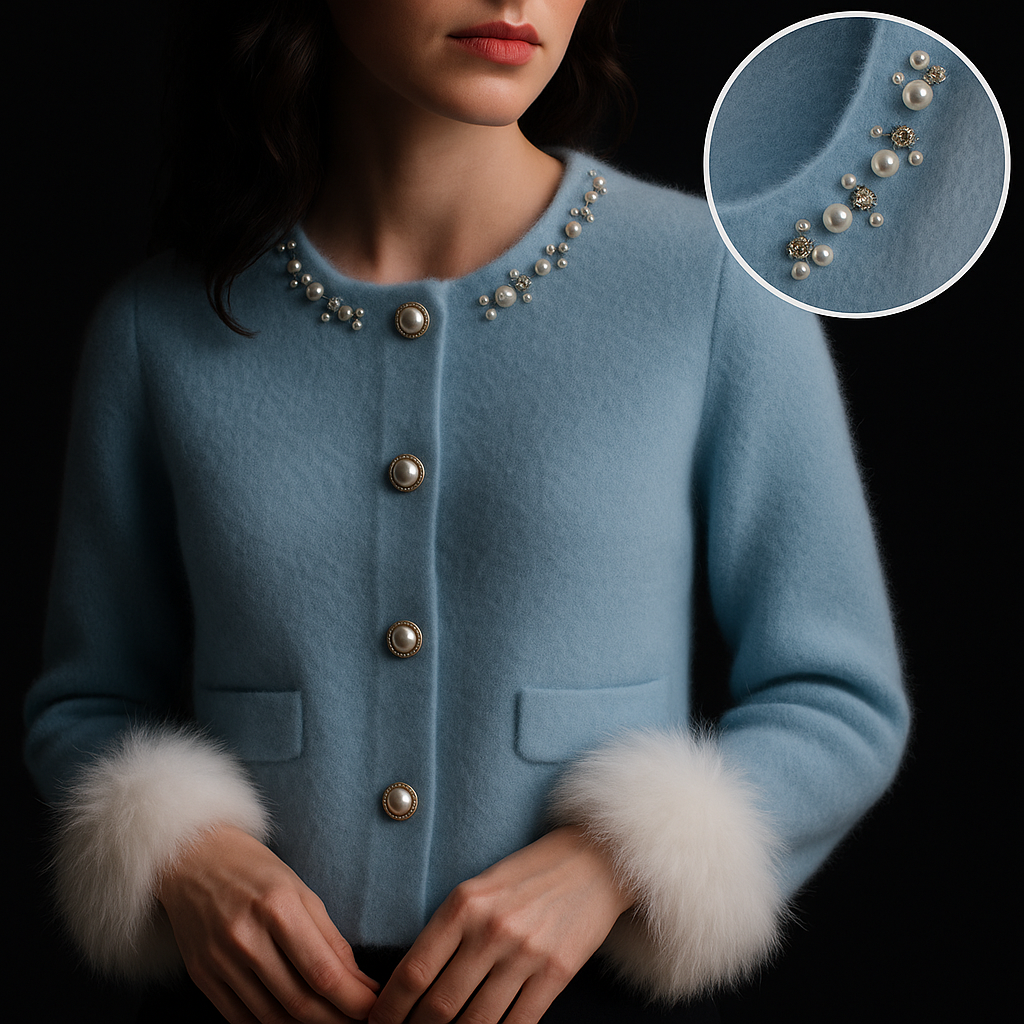 ANELISE | Cashmere Cardigan – Elegantes Design mit Akoya-Perlen