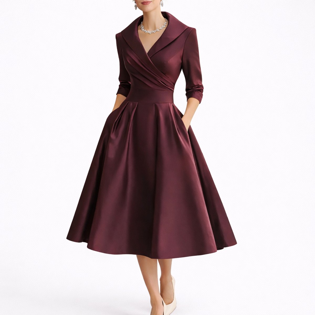 Jessika | Elegantes und bequemes Herbsthochzeits-Midikleid