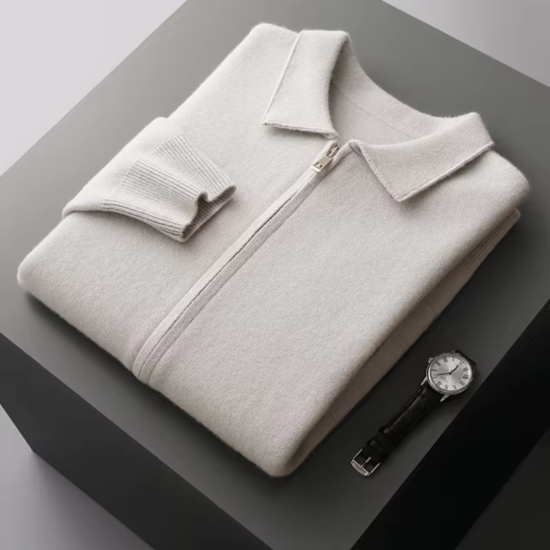 Ethan | Elegante Strickjacke mit Durchgehendem Reißverschluss