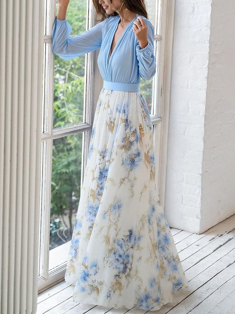 Mia | Stilvolles und elegantes Langarm Maxikleid