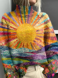 Kathrin | Farbenfroher und kuscheliger Statement Rollkragenpullover