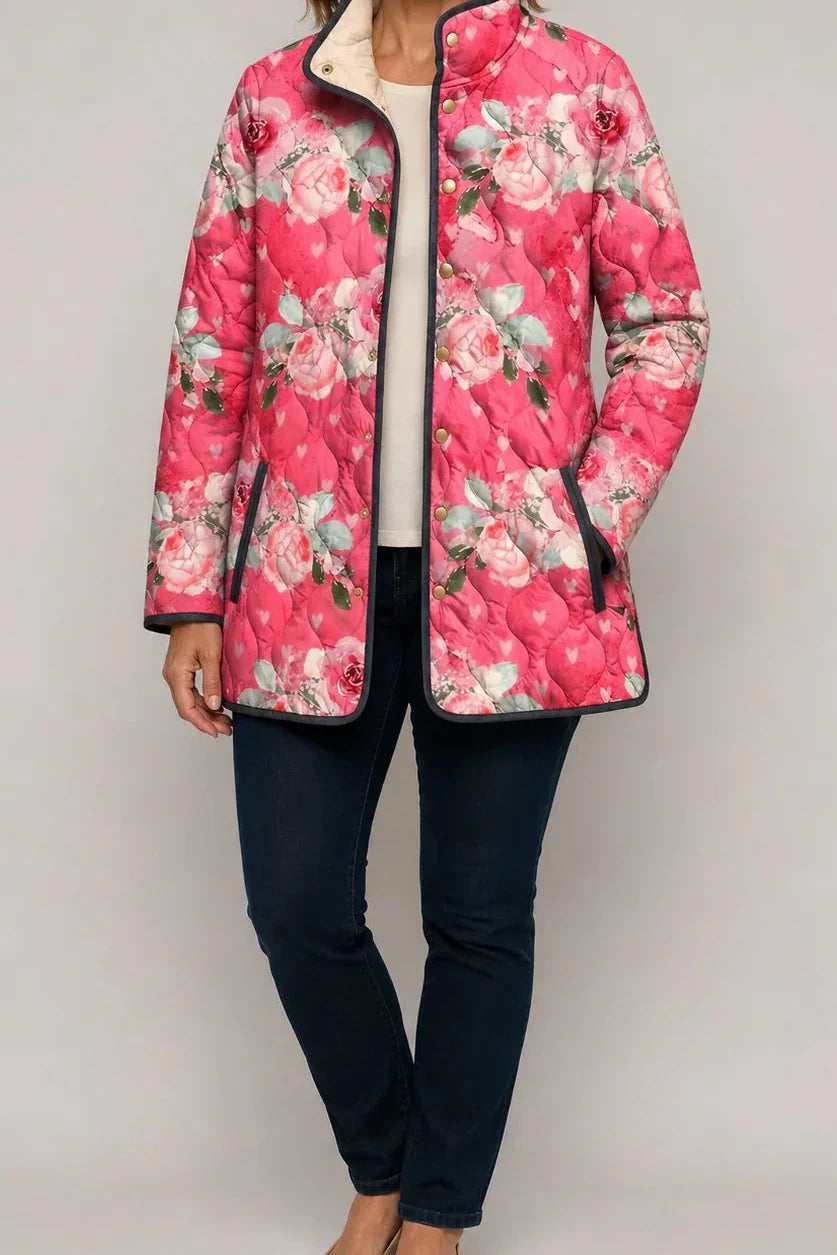 Wearbella | Floral Print Quilted Puffer Jacket – Elegant Comfort