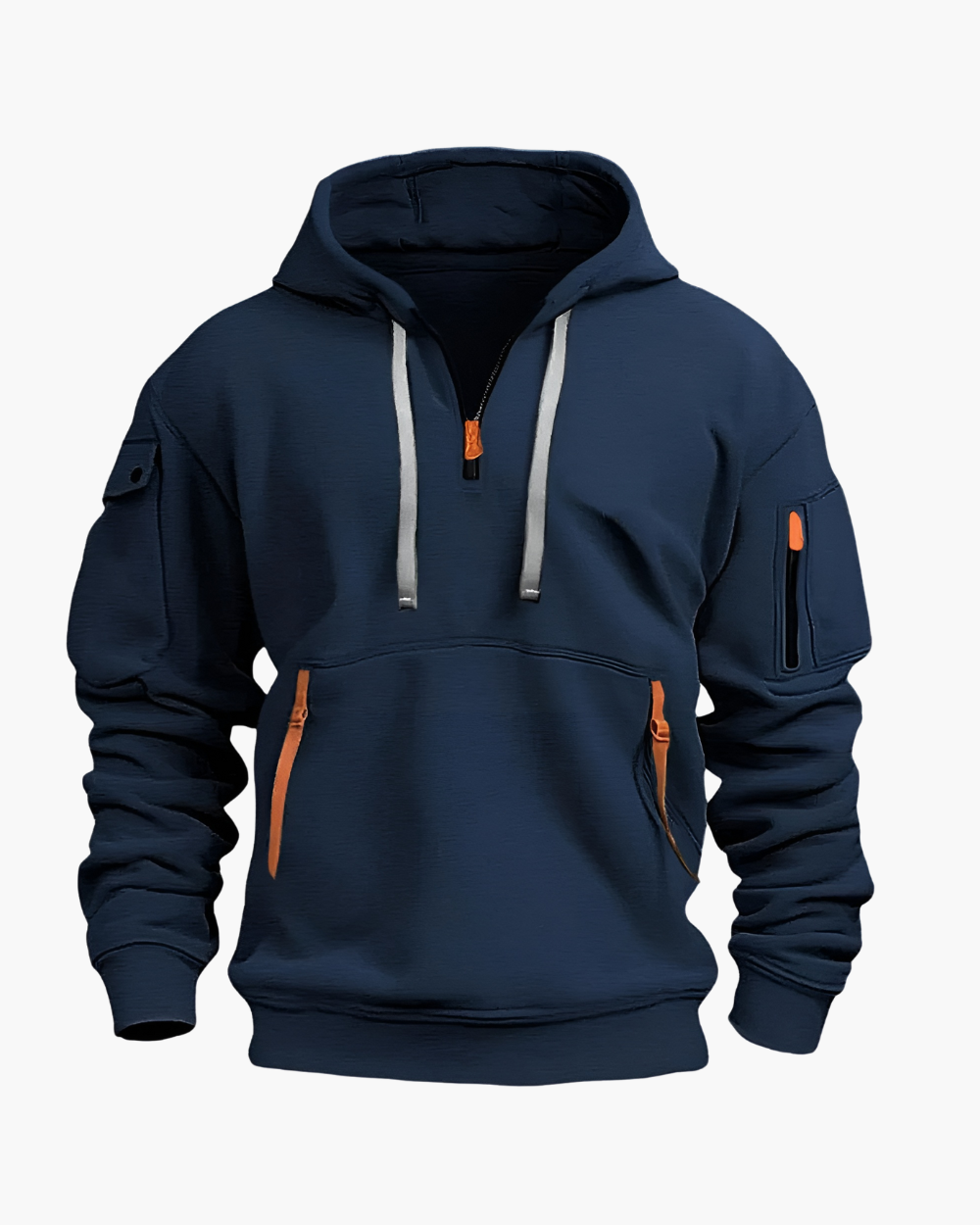 Lockerer Hoodie mit Reißverschluss und Kontrastdetails