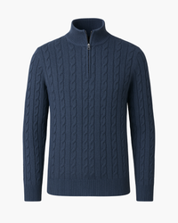 Halbzip Troyer Strickpullover mit Zopfmuster