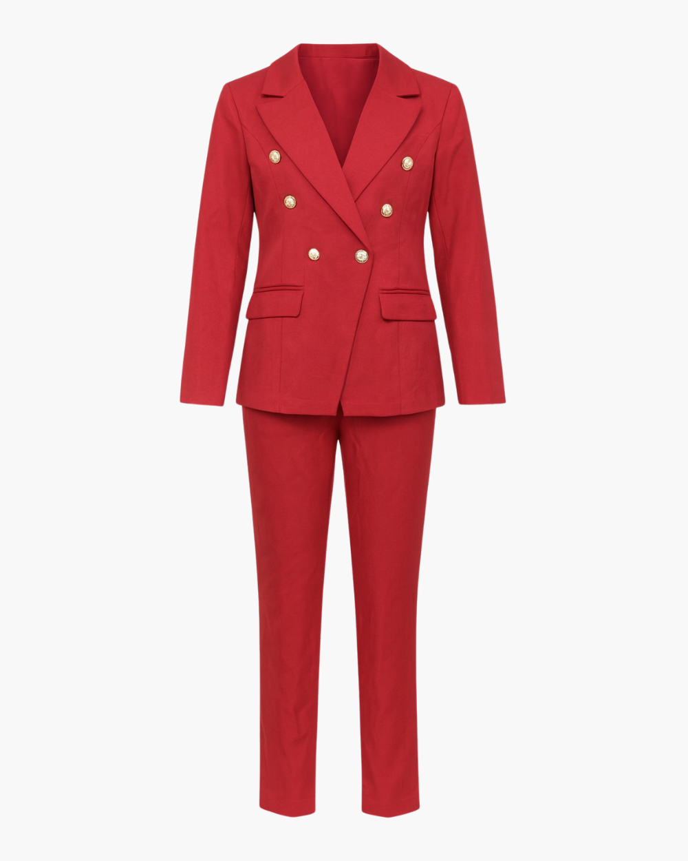 Doppelreihiger Hosenanzug mit Zierknöpfen