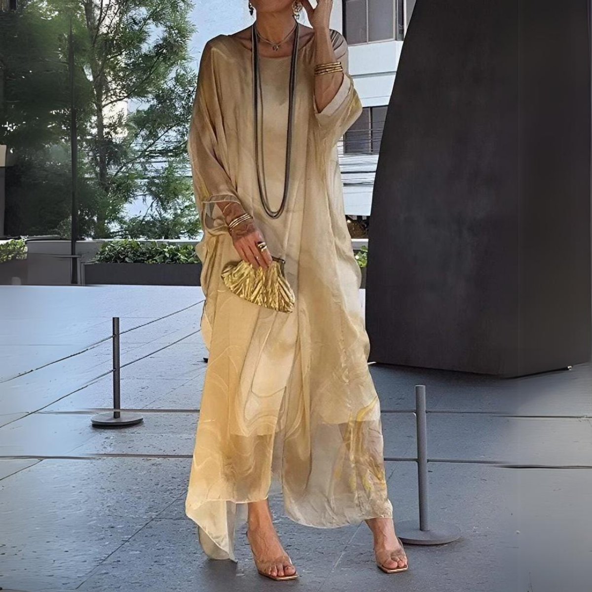 Livia | eleganten und mühelosen Langarm Maxikleid