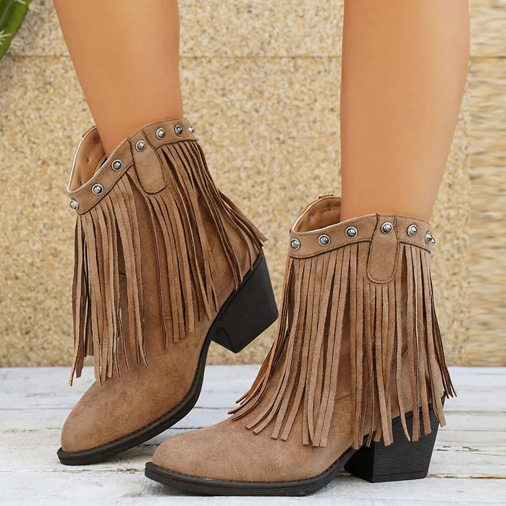 Katharina | Trendige und klassische weitem Schaft Cowboystiefel