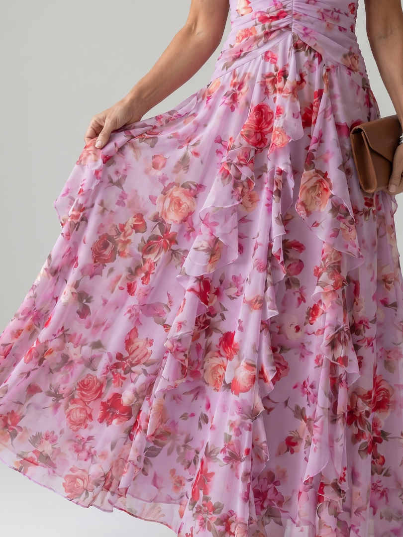 Nori | Floral Maxi Dress mit Rüschen-Bustier