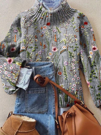 Hannah | Vintage Blumen Rollkragenpullover