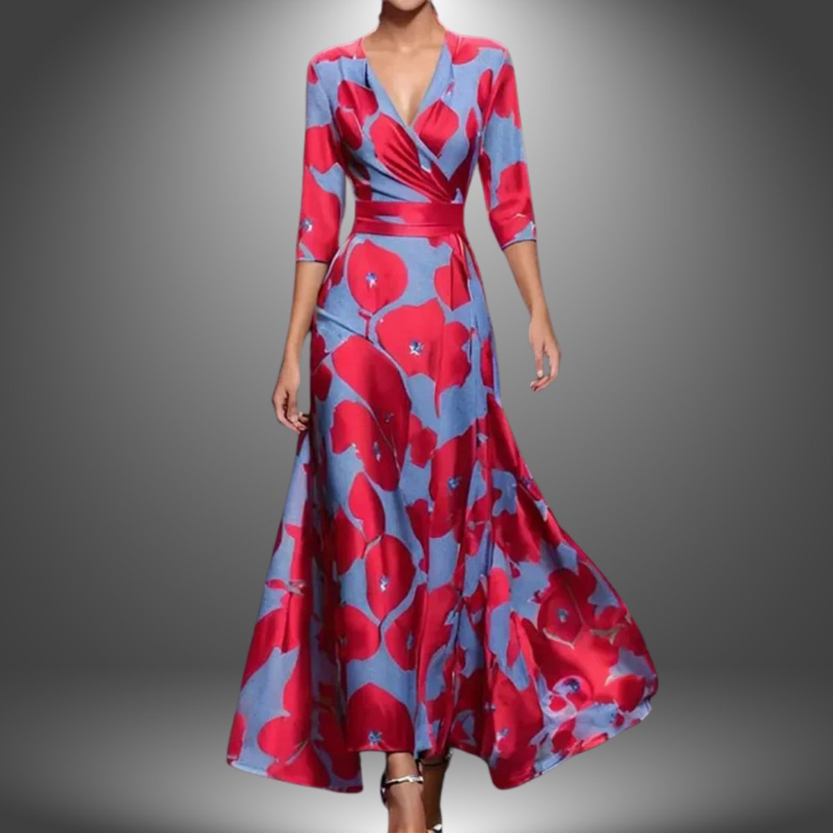 Julia | Elegantes und auffälliges Langarm Maxikleid