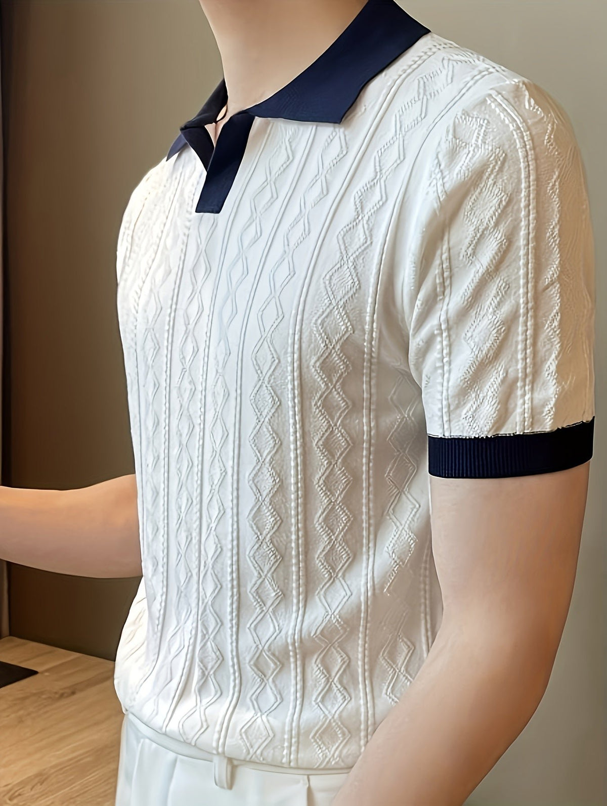 Barrett | Texturiertes Polo-Shirt mit Kontrastkragen