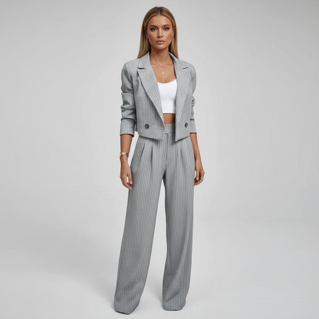Emma | Elegantes gestreiftes Damen Blazer Set