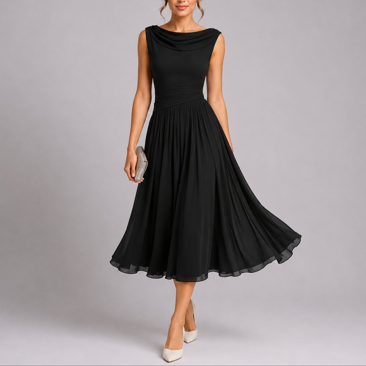 Liana | Trendy und fließendes Herbsthochzeits Midikleid