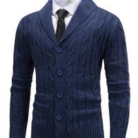 Felix | Klassische Strickjacke mit Zopfmuster und Schalkragen
