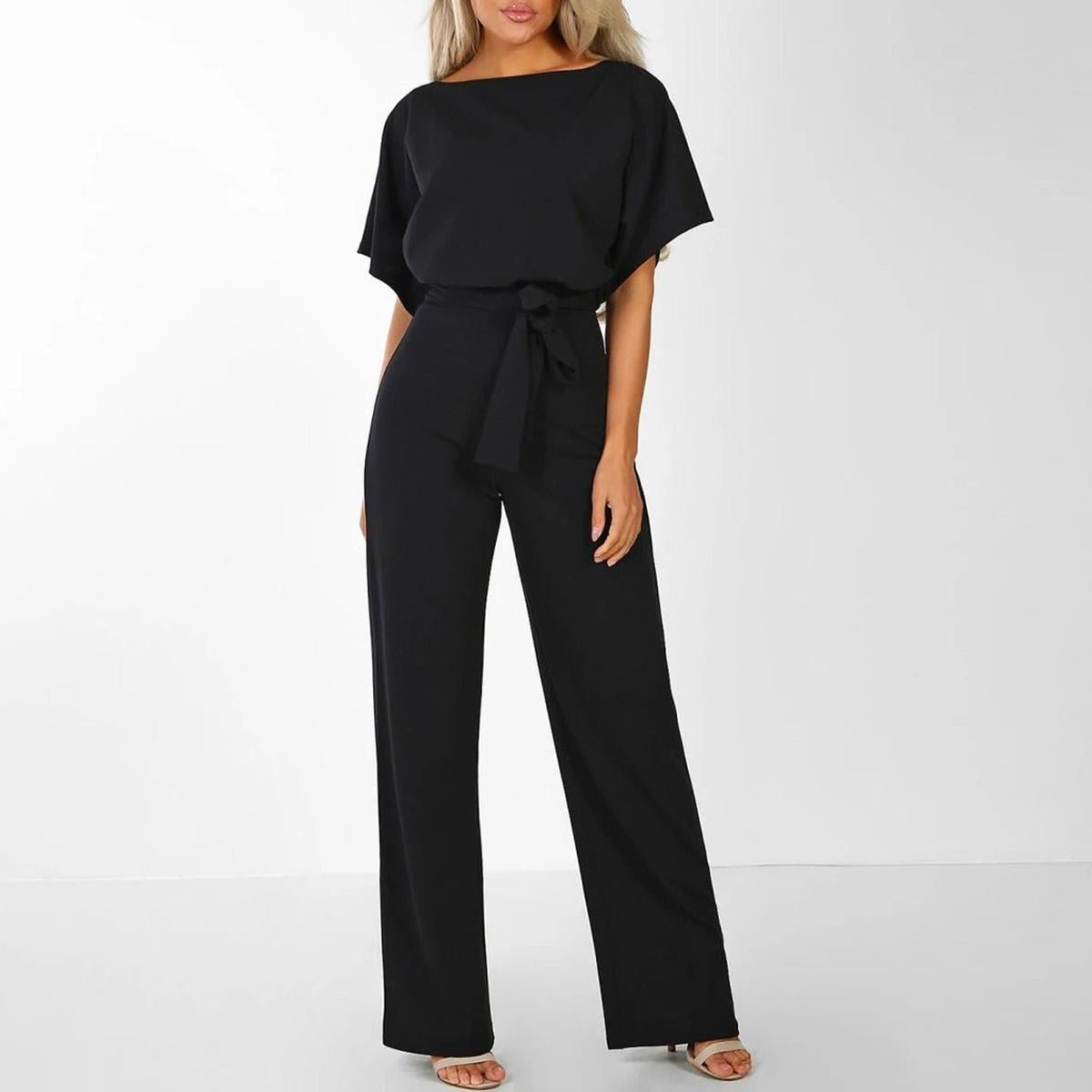 Viola | Damen Jumpsuit – Lässiger Kurzarm-Stil mit Gürtel