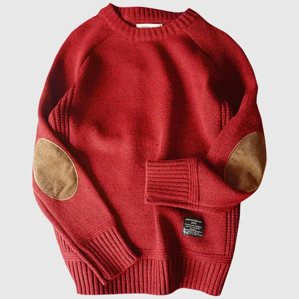 Emil | Klassischer Herren Strickpullover mit Ellbogen-Patches