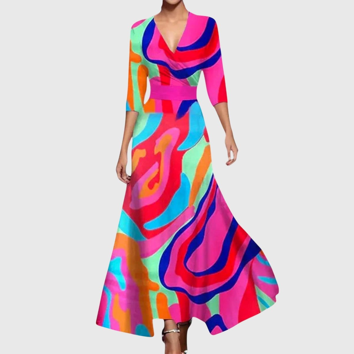Hannah | Elegantes und auffälliges Langarm Maxikleid