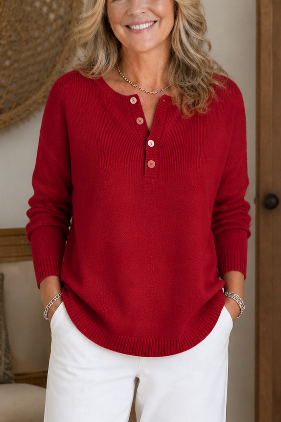 Wearbella | Knit Sweater – V-Hals met Knopen voor Dames