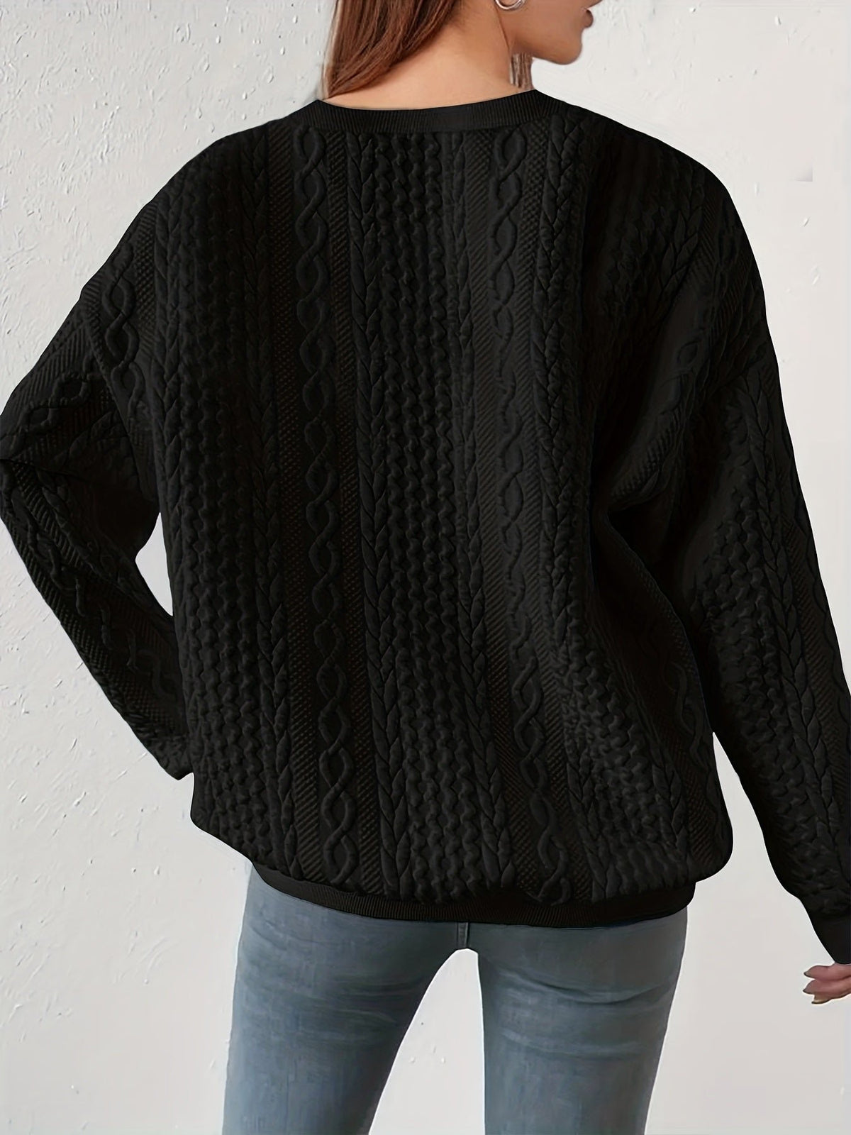 Joyce | Textured Cable-Knit Sweatshirt – Zeitlos Elegant