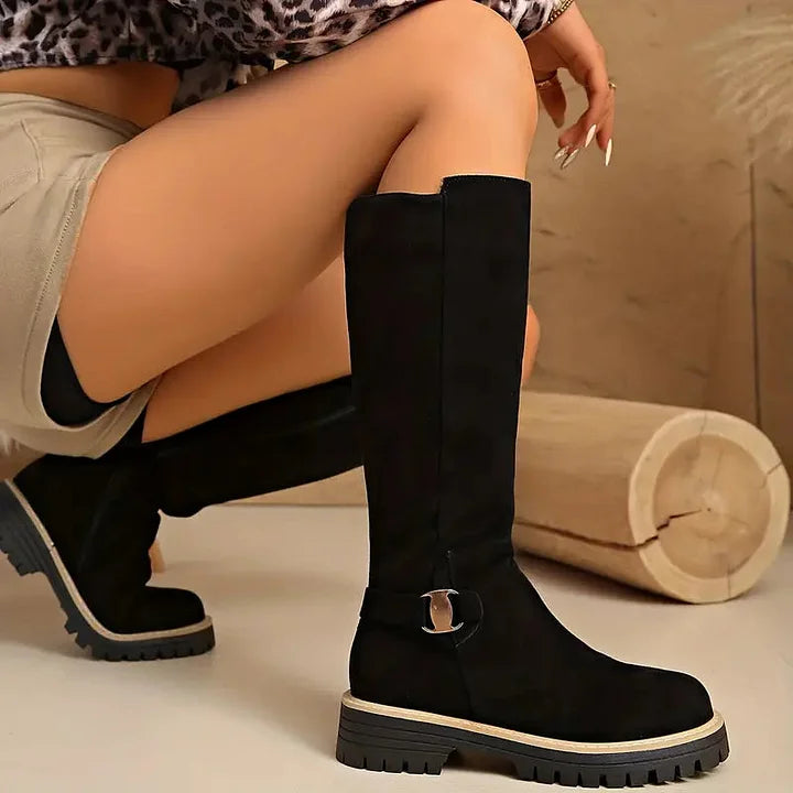 Valeria | Stilvolle Kniehohe Stiefel mit Schnallendetail