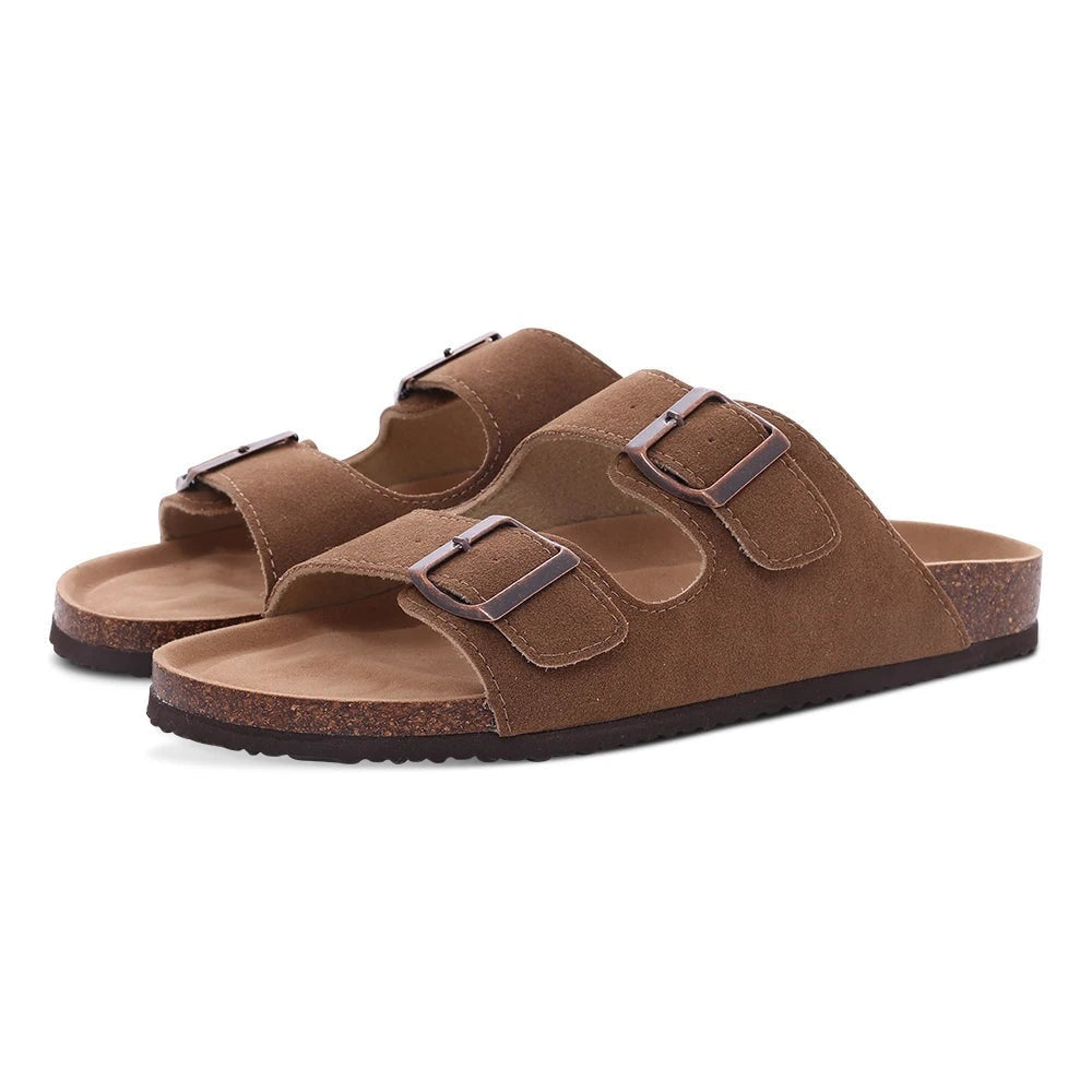 Mira | Elegante Wildleder Pantoletten mit Korksohle
