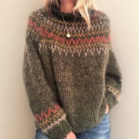 Amelia | Retro Inspirierter Wellenmuster Rollkragenpullover
