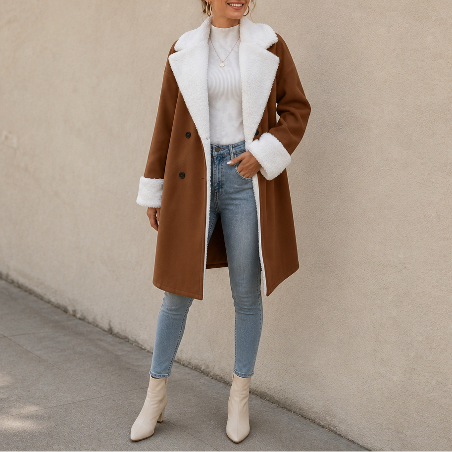 Mayfield | Woolen Coat mit Plüschbesatz für Damen