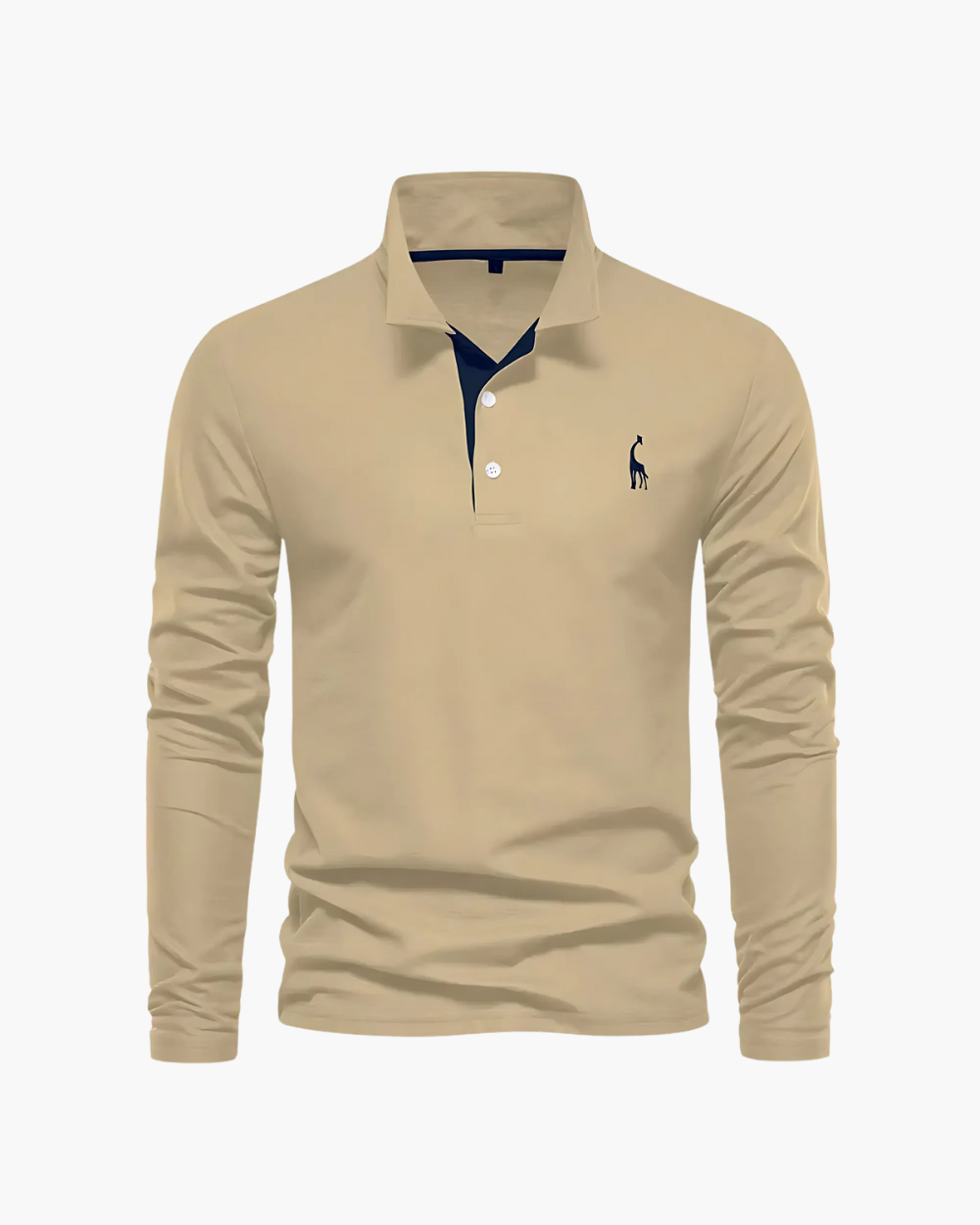 Schlank geschnittenes Langarm Poloshirt mit Kontrastkragen