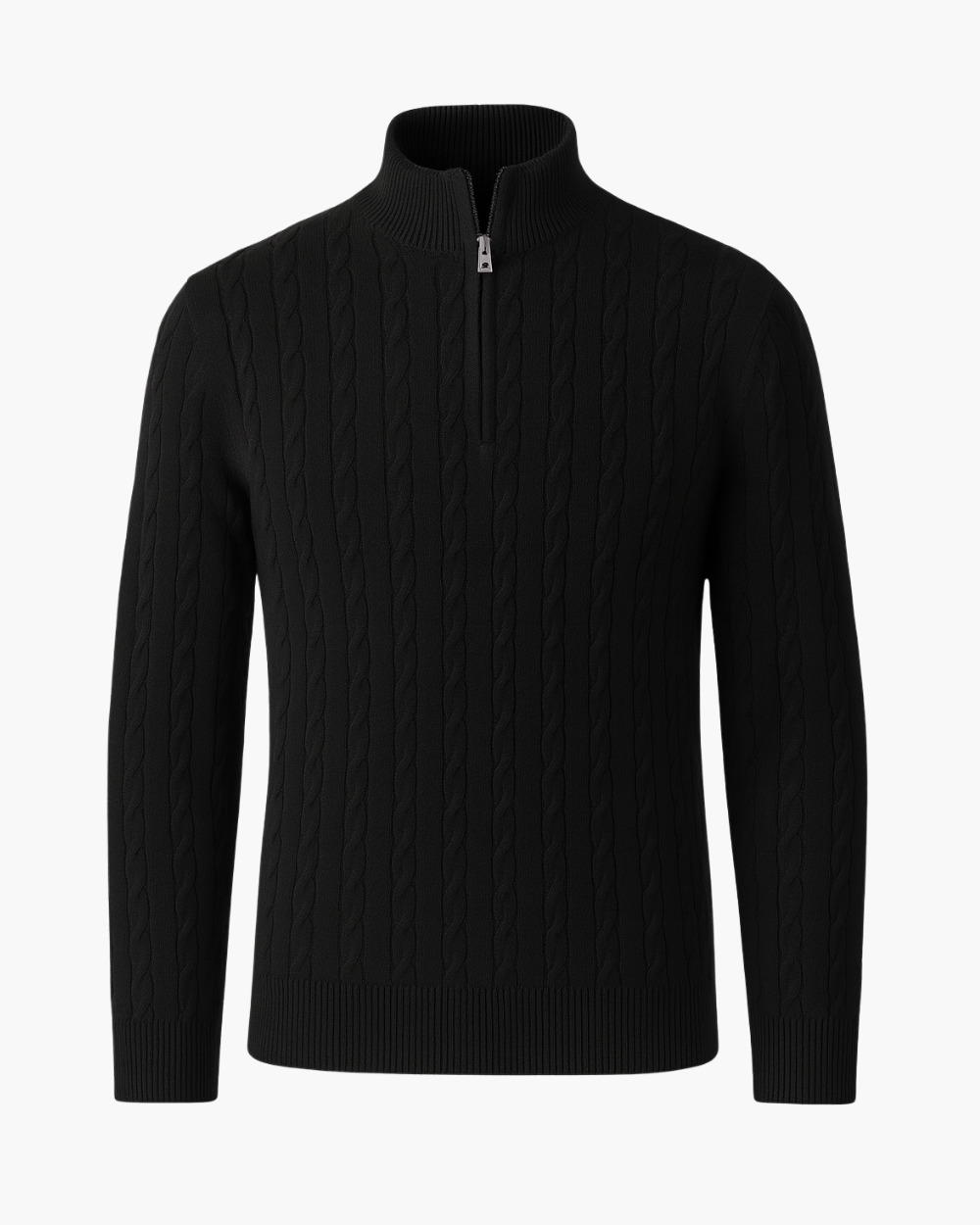 Halbzip Troyer Strickpullover mit Zopfmuster