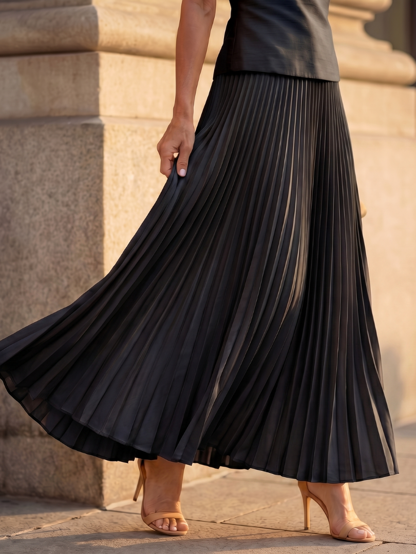 Rhodes | Midi Dress – Strukturiertes Oberteil mit Faltenrock