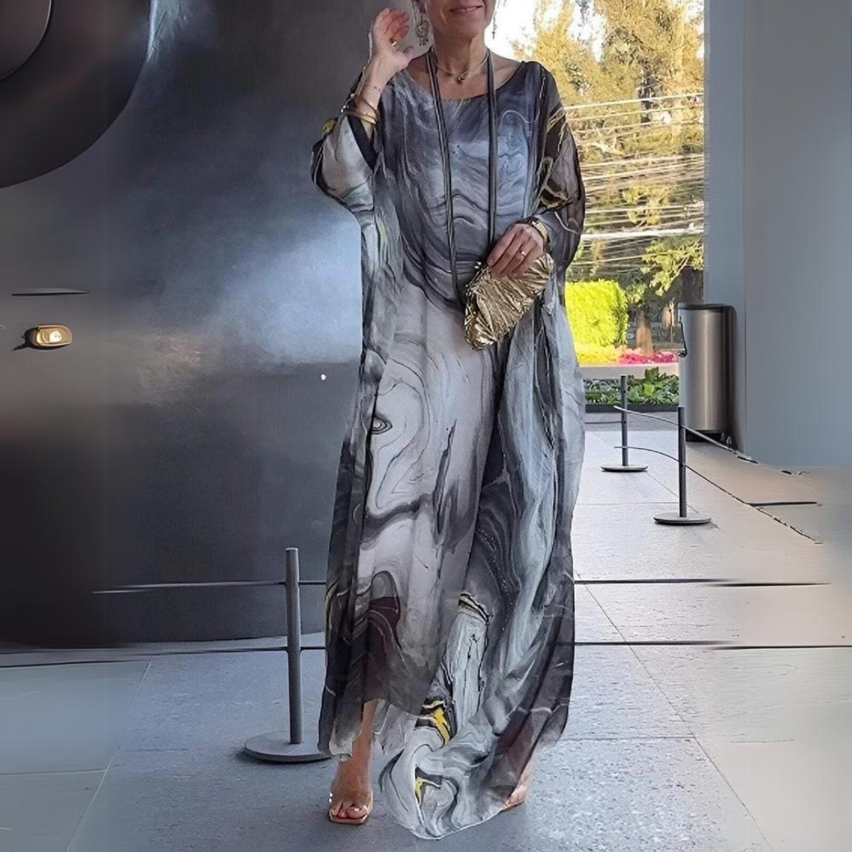 Livia | eleganten und mühelosen Langarm Maxikleid