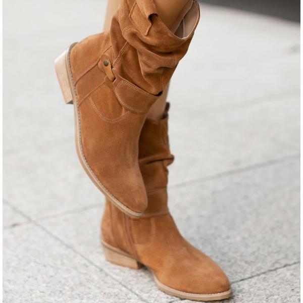 Juliane | Lässige Slouch Stiefeletten mit niedrigem Blockabsatz