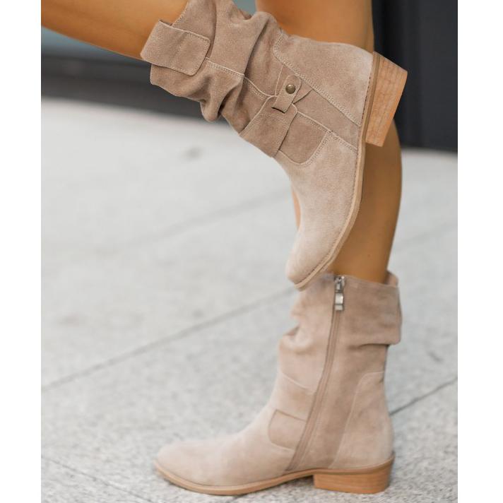 Juliane | Lässige Slouch Stiefeletten mit niedrigem Blockabsatz