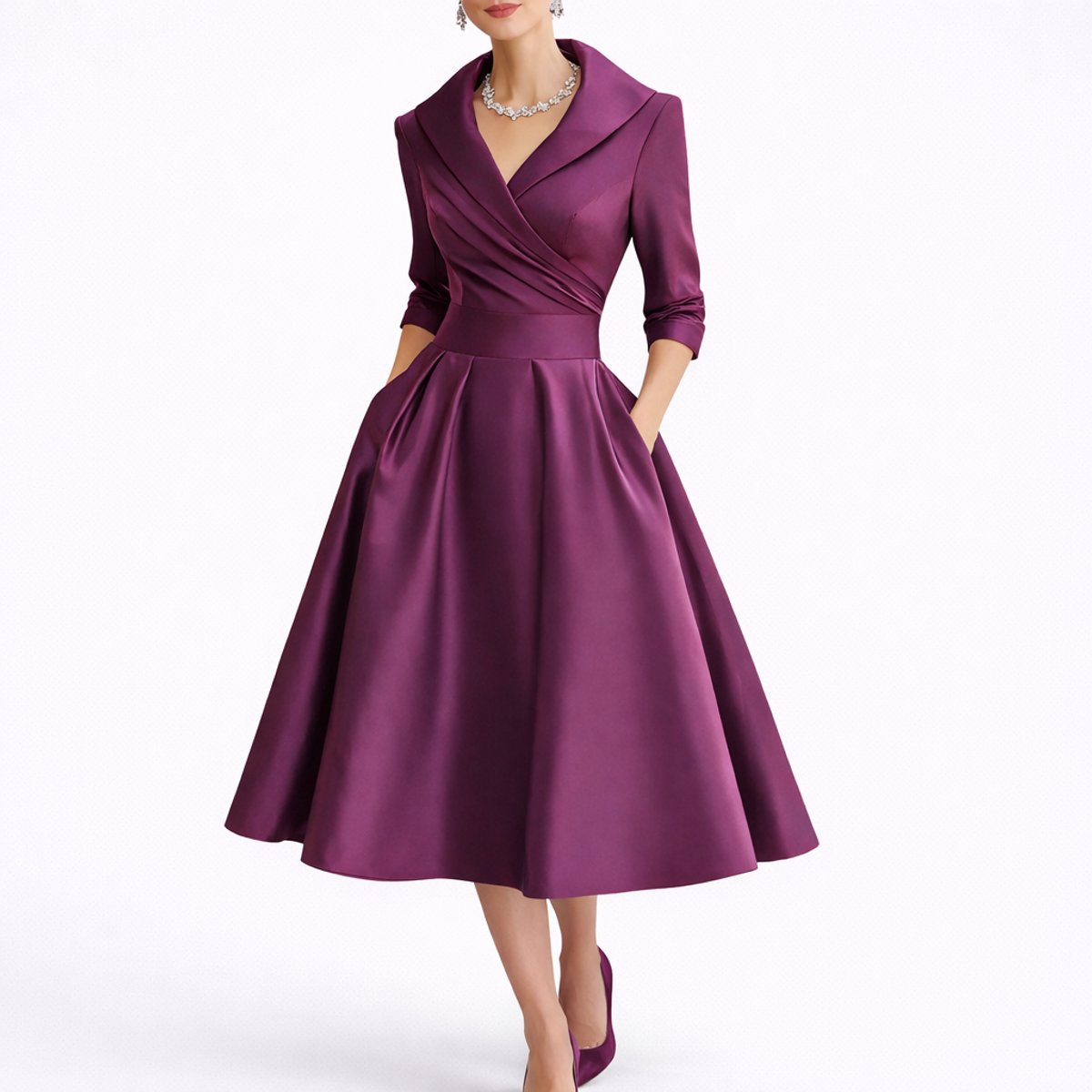 Jessika | Elegantes und bequemes Herbsthochzeits-Midikleid