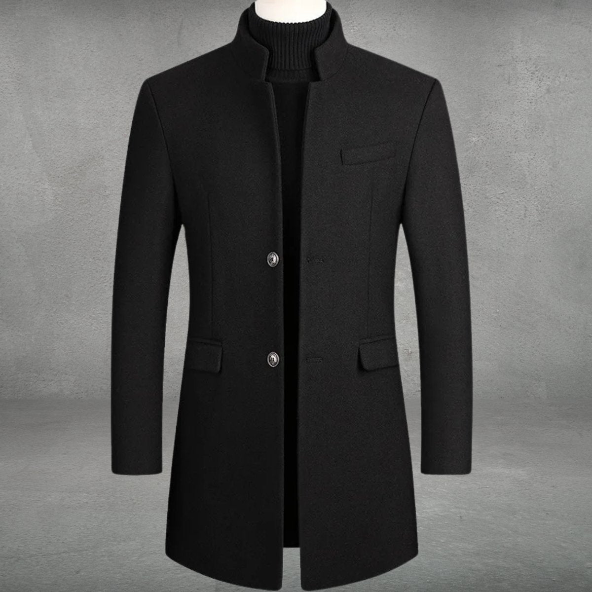 Matthias | Slim-Fit Wool Coat with Stand Collar and Button Closure