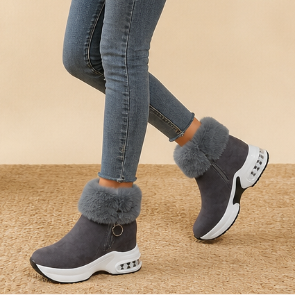 Veluna | Chunky Ankle Boots mit Kunstfellbund für Frauen