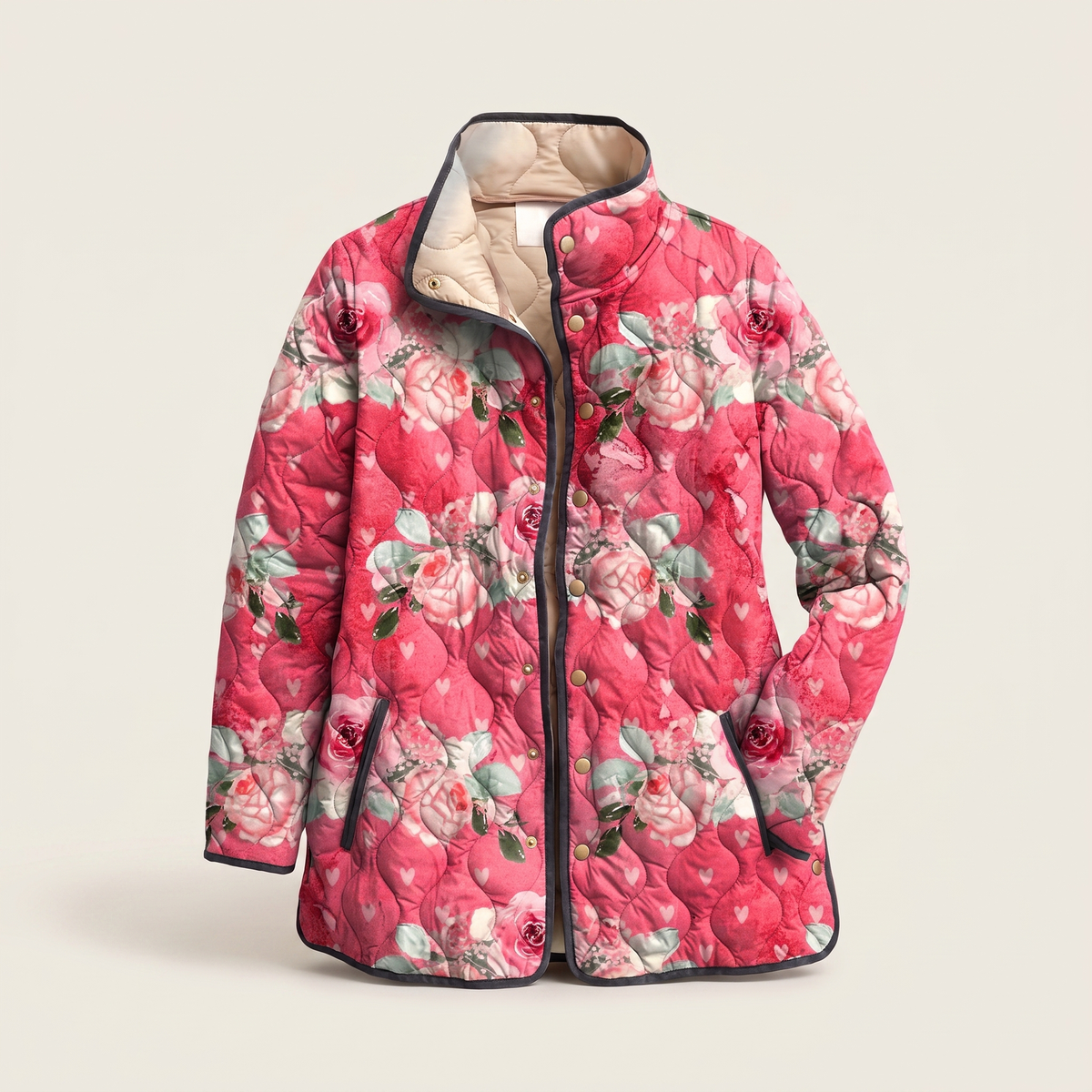 Mira | Quilted Jacket – Eleganter Blumenprint für Damen