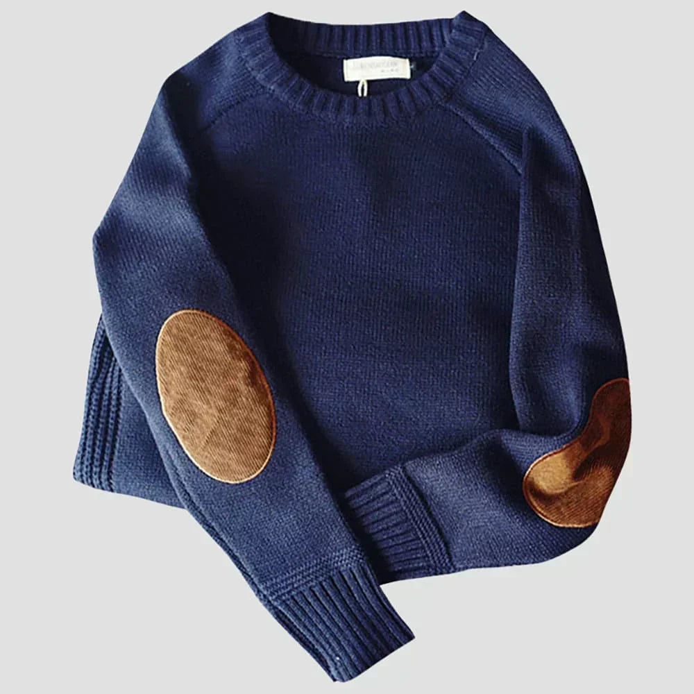 Emil | Klassischer Herren Strickpullover mit Ellbogen-Patches