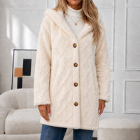 Eliana | Eleganter und kuscheliger Chenille Kapuzenmantel mit Diamantmuster