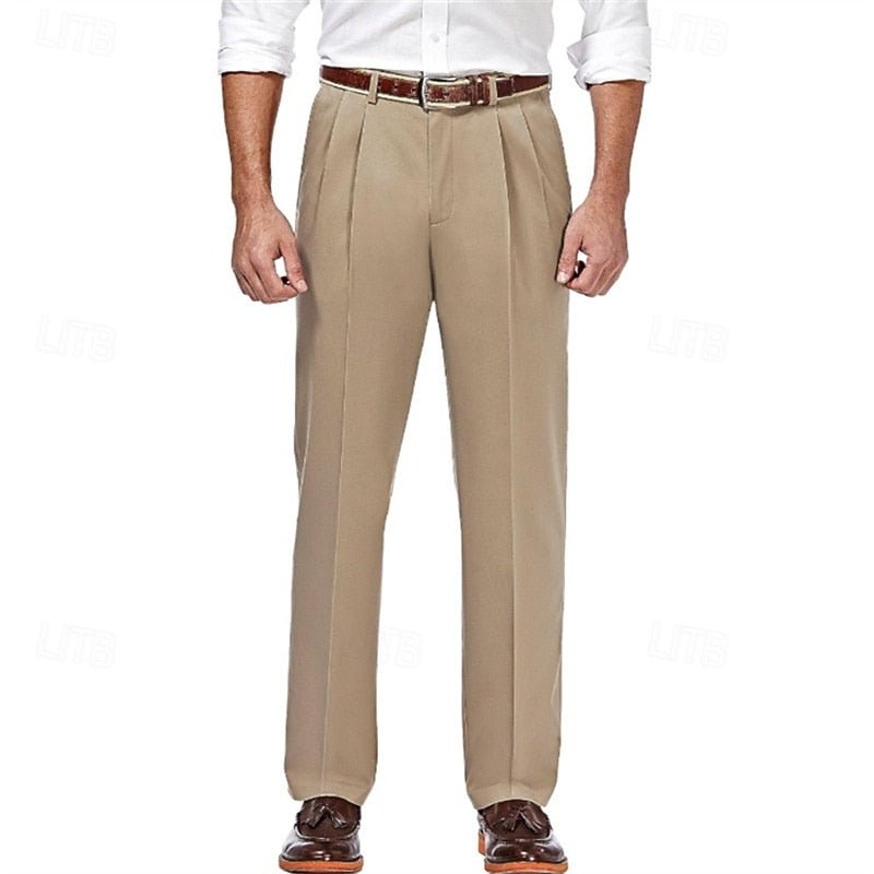 Preston | Pleated Straight-Leg Dress Trousers – Effortless Style for Men