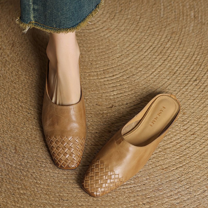 Sienna | Stilvolle und bequeme Slip-On-Pantoletten aus geflochtenem Leder