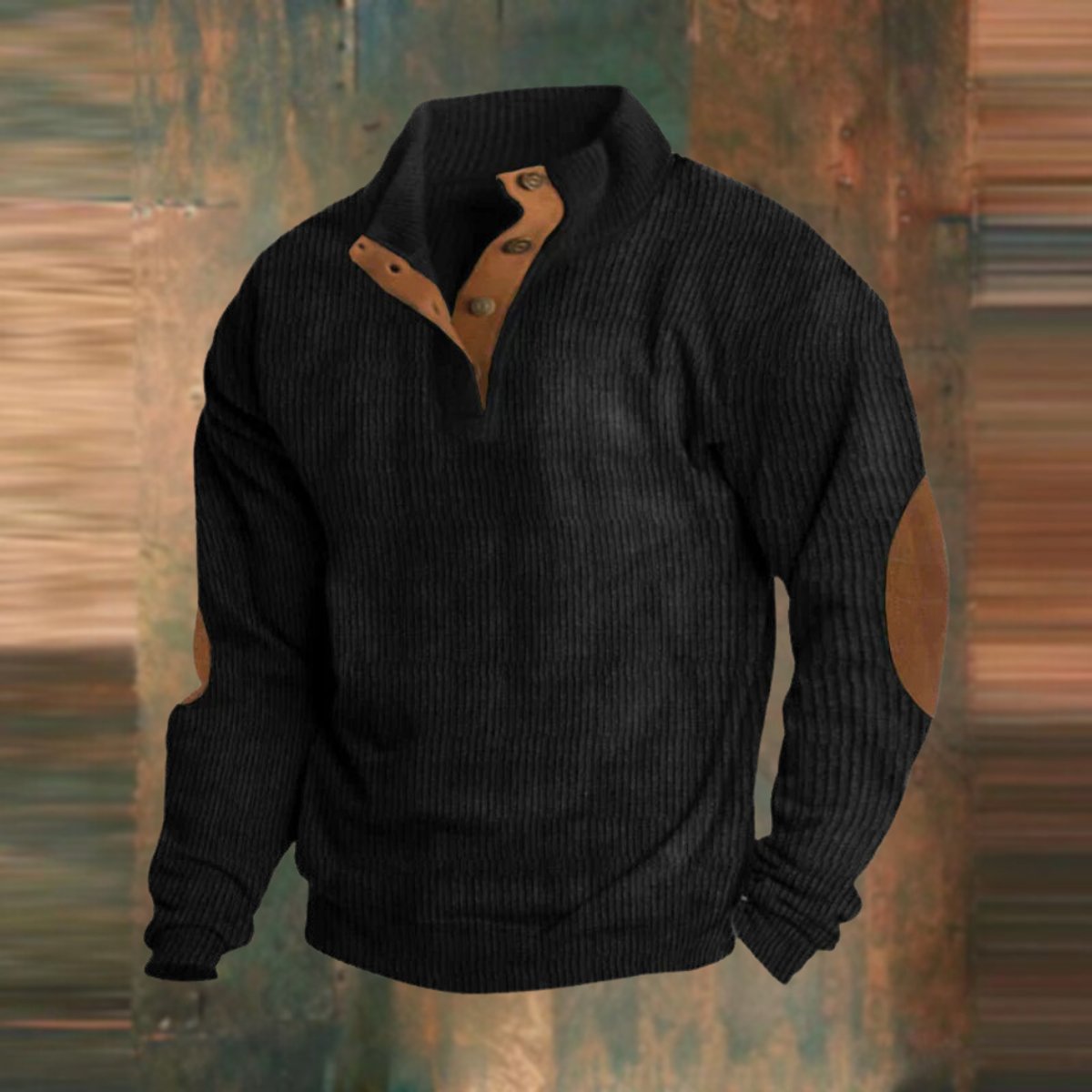 Marco | Klassischer Herren Retro-Rippstrickpullover mit Knopfkragen