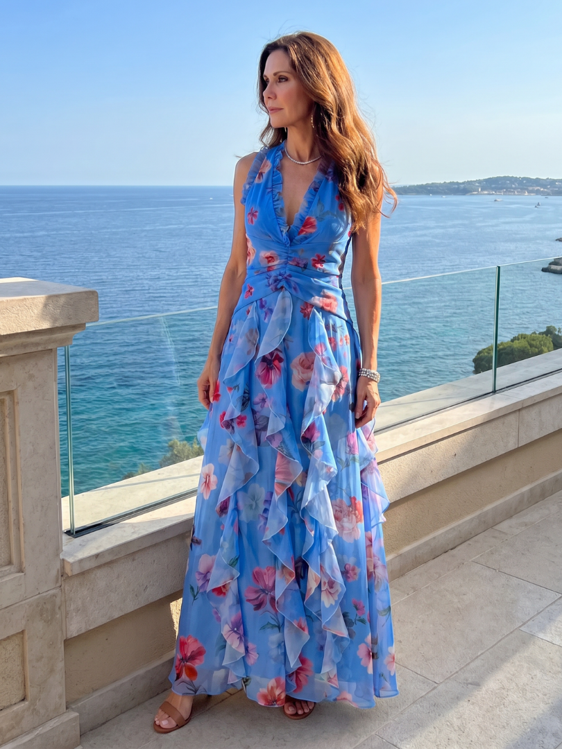 Nori | Floral Maxi Dress mit Rüschen-Bustier